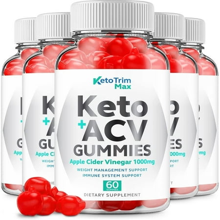 5 Pack Keto Trim Max ACV Gummies Keto Trim ACV + Keto Advanced Keto Formula Plus Apple Cider Vinegar Keto Gummies Dietary Supplement B12 Beet Root Juice Men Women 300 Gummies