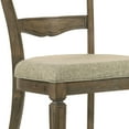 thumbnail image 3 of Set of 4 Fabric & Weathered Finish Side Chair, Modern Farmhouse Kitchen Dining Room Chair, Solid Wood Fabric Upholstered Seat Wood Ladder Back Chairs (Brown), 3 of 11