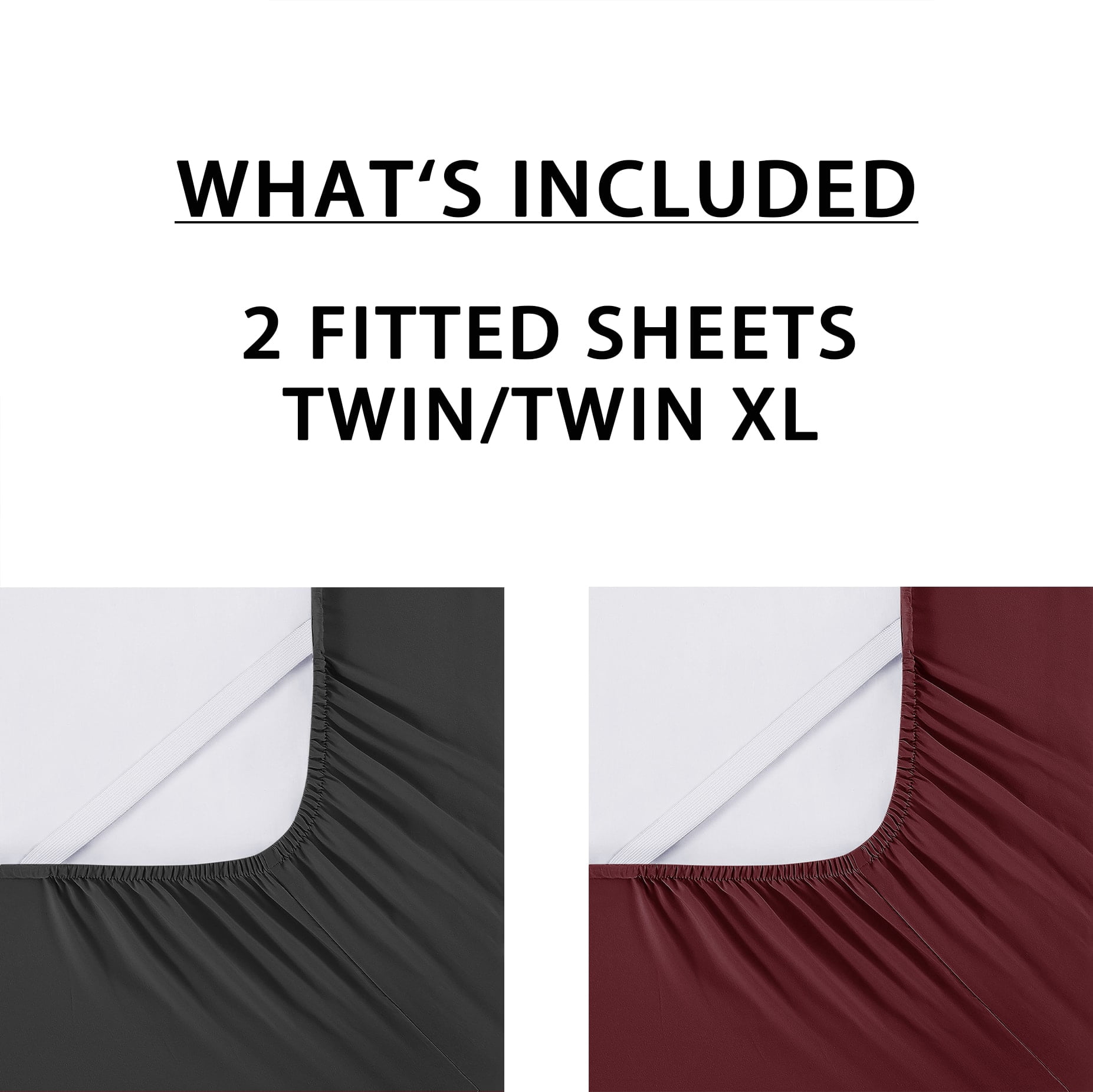 Mainstays Super Soft Microfiber 2-Pack Fitted Sheet, Twin-XL, Grey Stone/ Luscious Red Merlot, 2 Piece