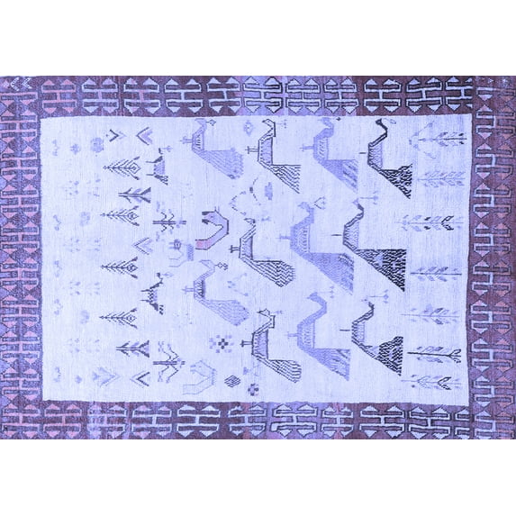 Ahgly Company Machine Washable Indoor Rectangle Persian Blue Traditional Area Rugs, 2' x 4'