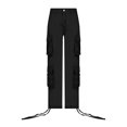 thumbnail image 3 of Minnieouse Otoño Primavera Mujer Pantalones con bolsillos Fiesta Viajar Niñas Estilo casual Jeans Pierna ancha Pantalones cargo Ropa Prendas para la parte inferior del cuerpo Negro L, 3 of 6