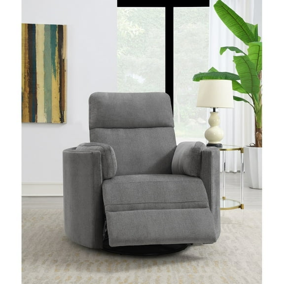 ACME Sagen Recliner W/Swivel & Glider, Charcoal Chenille