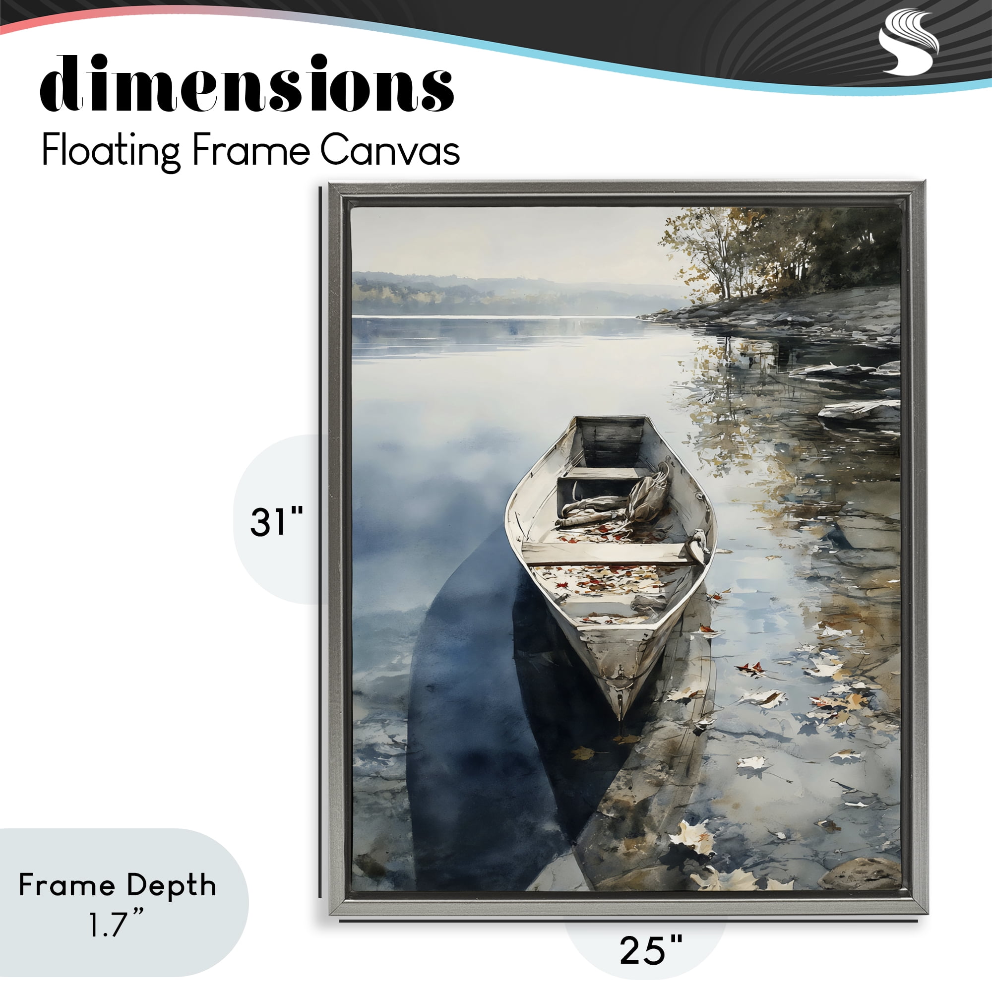 Stupell Industries Boat In The Fall Reflection Gray Framed Floater Canvas Wall Art, design by Franklyn Gregory