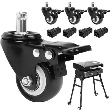 2" 360° Swivel Caster Wheels with Brake for Blackstone 17" & 22" Griddle Stand, Heavy-Duty Wheels for Easy Mobility & Stability, Includes 4-Pack Griddle Wheels and Balancers