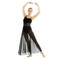 thumbnail image 2 of Kvysinly Women's Lyrical Ballet Dress Asymmetrical Mesh Maxi Dance Skirt with Built-In Leotard Black S, 2 of 6