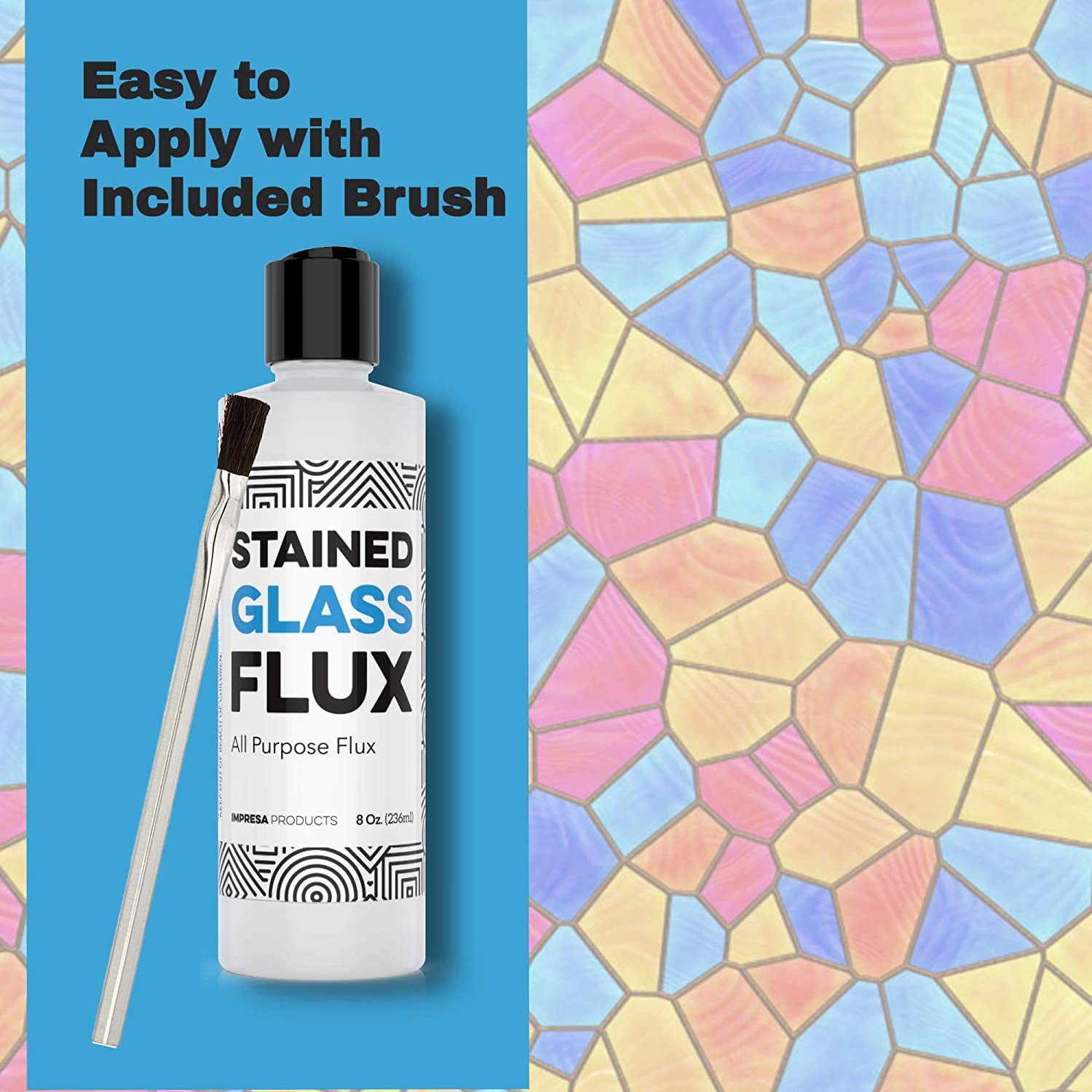 Impresa Products - 8oz Liquid Zinc Flux for Stained Glass, Soldering Work,  Glass Repair and more - Easy Clean Up - Made in USA 