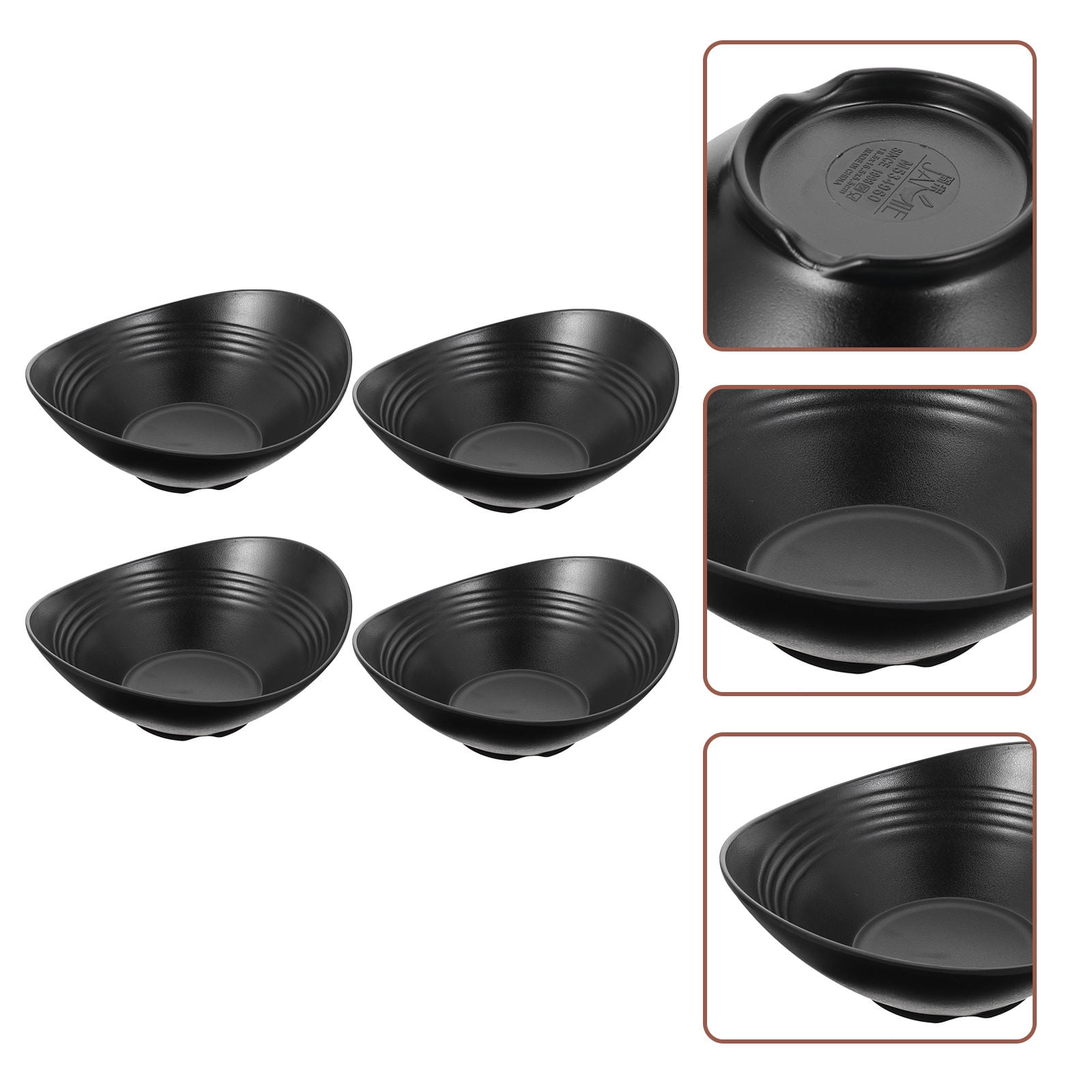 LABSERRON 4Pcs Black Japanese Style Soup Bowls Easy to Clean Multipurpose Tableware Set