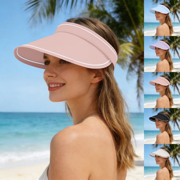 jiaxiM Sun Visors for Women Wide Brim Visor Packable Hats Adjustable UV Protection Summer Cap for Outdoor Sports