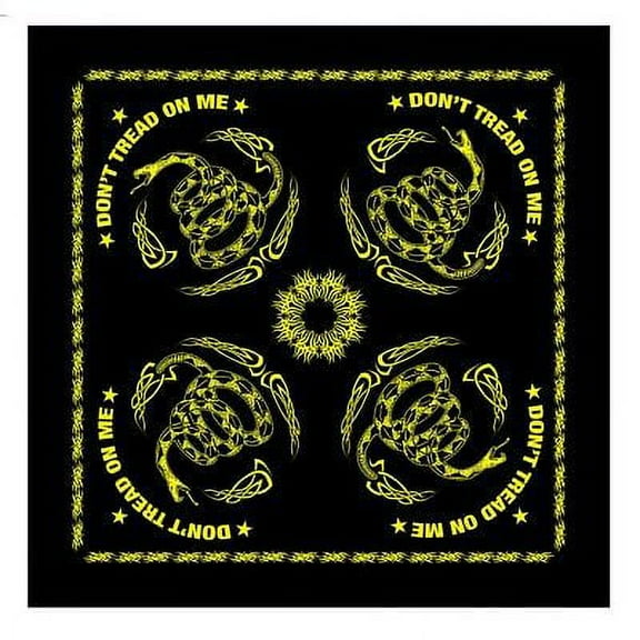 Don't Tread On Me 22 Inch Cotton Bandana, Black