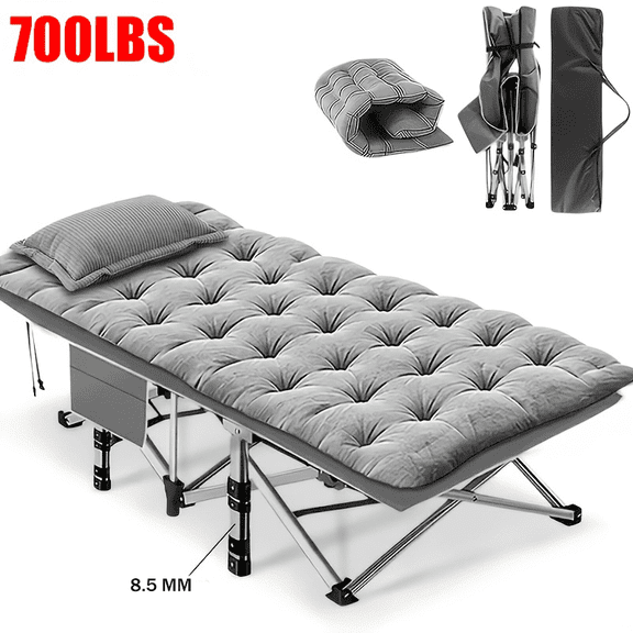 Camping Cot for Adults with 2 Sided Mattress - 75" x 28" Cot, 1200D Oxford Portable Cot Bed with Carry Bag for Camp Travel Guest