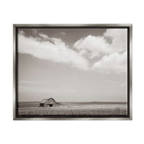 Stupell Industries Clouds over Barn Pasture Landscape Photography Gray Floater Framed Canvas Art Print Wall Art, 21 x 17