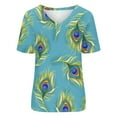 thumbnail image 4 of Camisetas con estampado floral con cuello en V para mujer Blusas femeninas cómodas a la moda Tops OAVQHLG3B Store  lin121212, 4 of 4