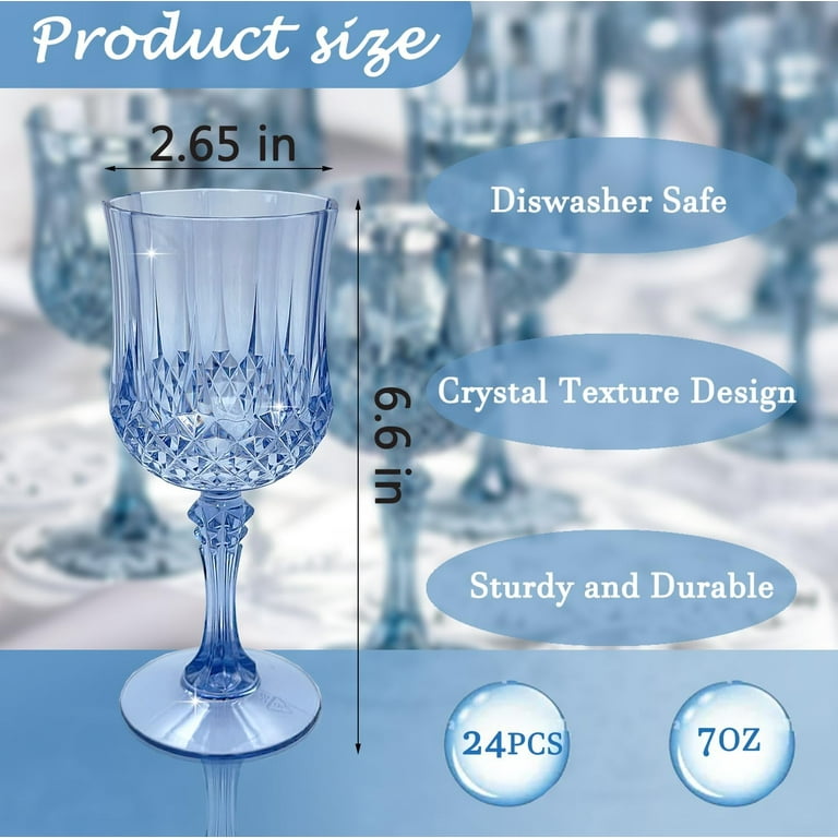 24 Pcs 7oz Plastic Vintage Wine Glasses Drinking Glasses Unbreakable Wedding Glassware Crystal Water Goblets Reusable Drinkware Vintage Champagne Flutes 24 Clear P 103818501