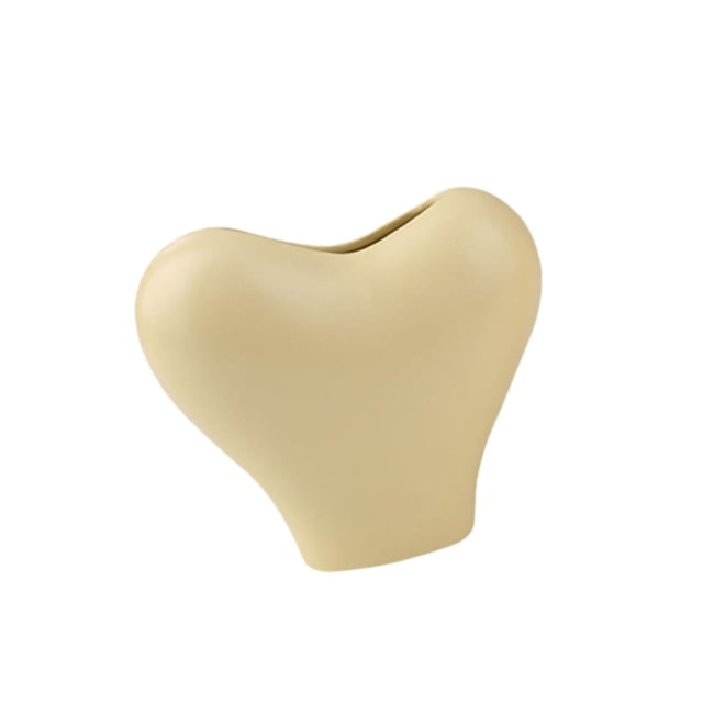 Jarrón de cerámica con forma de corazón, arreglo floral, decorativo, elegante y novedoso, florero para amarillo