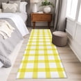 thumbnail image 4 of Farmhouse Farm Runner Rug for Hallway 2x6ft, Minimalism Yellow Buffalo Check Plaid Holiday Theme Non Slip Floor Mat Washable Low-Profile Indoor Carpet for Living Room, Bedroom, Dining Room, 4 of 9
