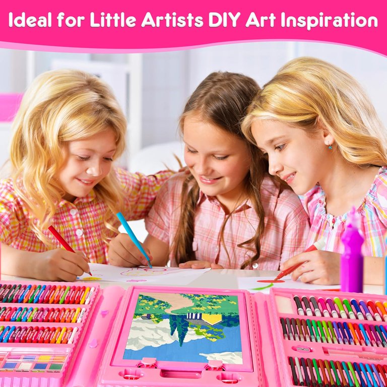 LINXUXIE, Art Supplies for Kids, 208 pcs Drawing Set with Easel