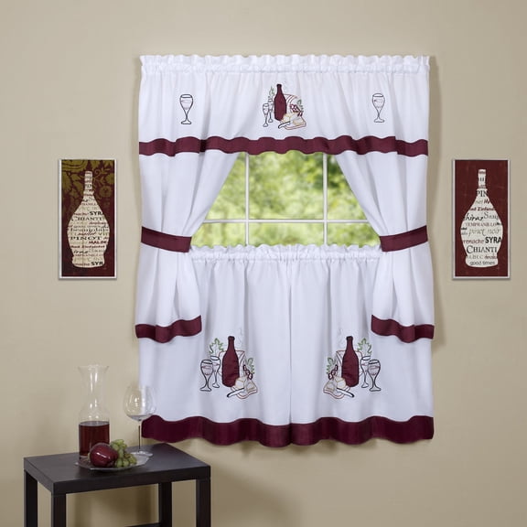 ACHIM-1PK Achim Cabernet Window Curtain Cottage Set58x36