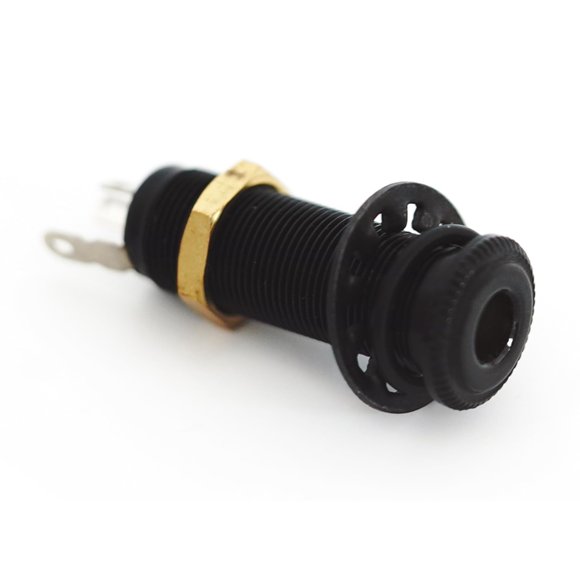 Salida de guitarra Guyker con rosca larga, 4,8 cm, color negro