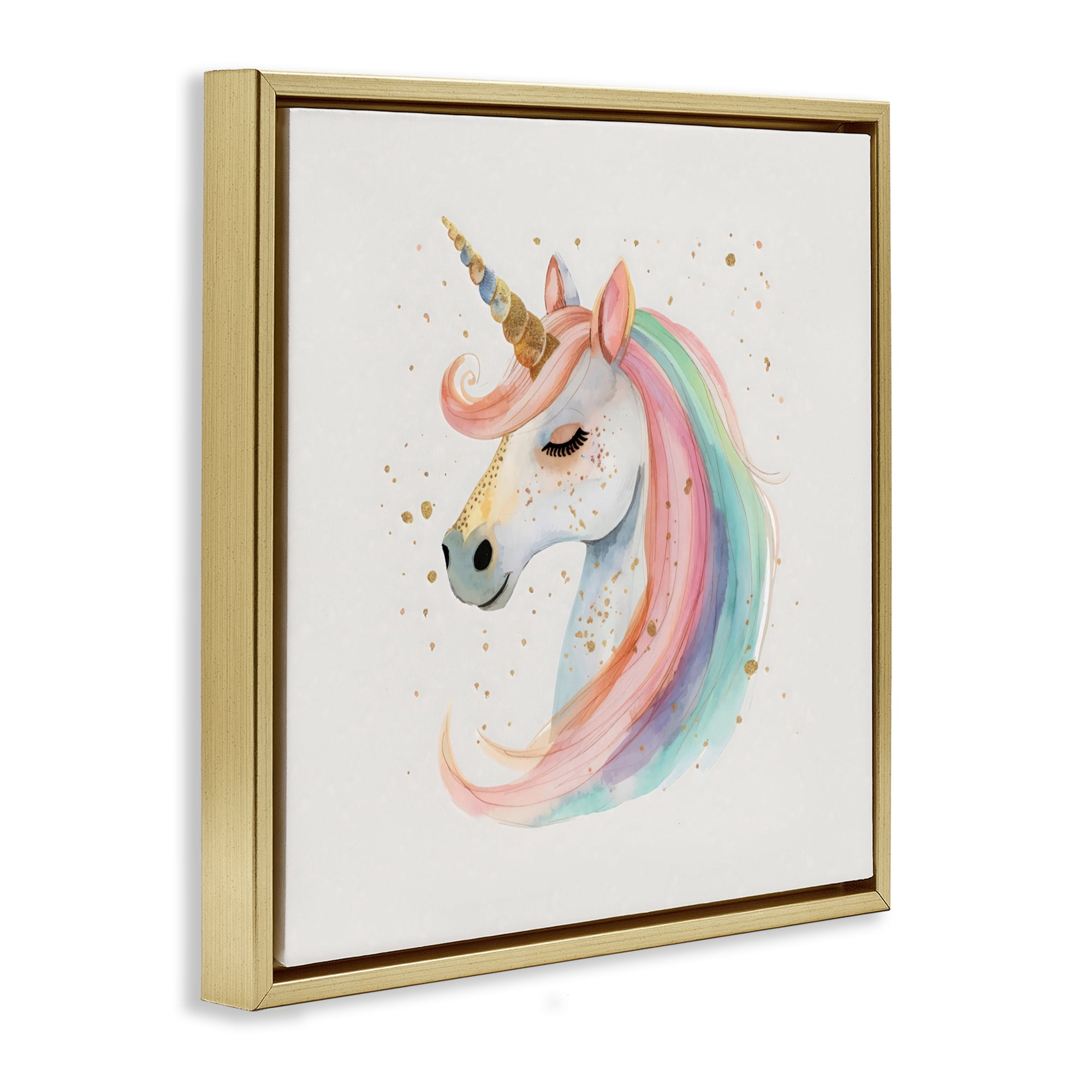 Stupell Industries Gold Accented Unicorn Gold Framed Floater Canvas Wall Art, design by Creative Studio