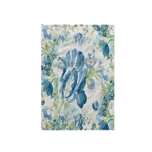 3dRose, Print of Victorian Flowers In Blue and Green, 15x22 Hand Towel