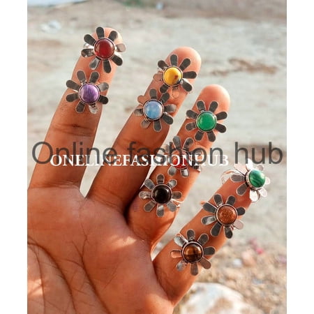 Cherolite & Mix Gemstone 925 Sterling Silver Plated Handmade Ring 100 pcs