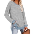 thumbnail image 3 of Baqcunre Long Sleeve Shirts For Women Women'S Clothing Long Sleeve Round Neck Split Top Loose Casual Pullover Top Shirt Womens T Shirts Womens Blouses Grey XXL, 3 of 5