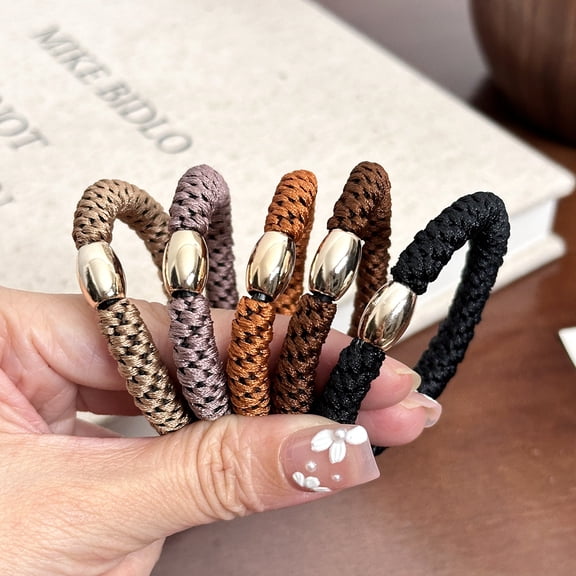 20PCS Neutral Braided Elastic Hair Ties, No Damage Ponytail Holders for Thick Hair – Premium Hair Bands for Women and Girls