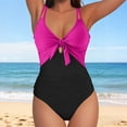 thumbnail image 4 of Atogsazn One Piece Swimsuit for Women Summer Tummy Control Bathing Suit High Waisted Cut Out Tie Front Swimwear Hot Pink M Fashion, 4 of 9