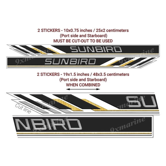 4 Sunbird Boat Left/Right Stickers "3D Vinyl Replica" of original