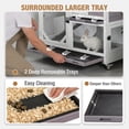 thumbnail image 3 of Aivituvin 39" 2-Story Rabbit Hutch, Wooden Bunny Cage with Chew-Proof Ramp, 2 Leak-Proof Pull-Out Trays and Lockable Wheels for Guinea Pigs & Small Pets, Gray, 3 of 10
