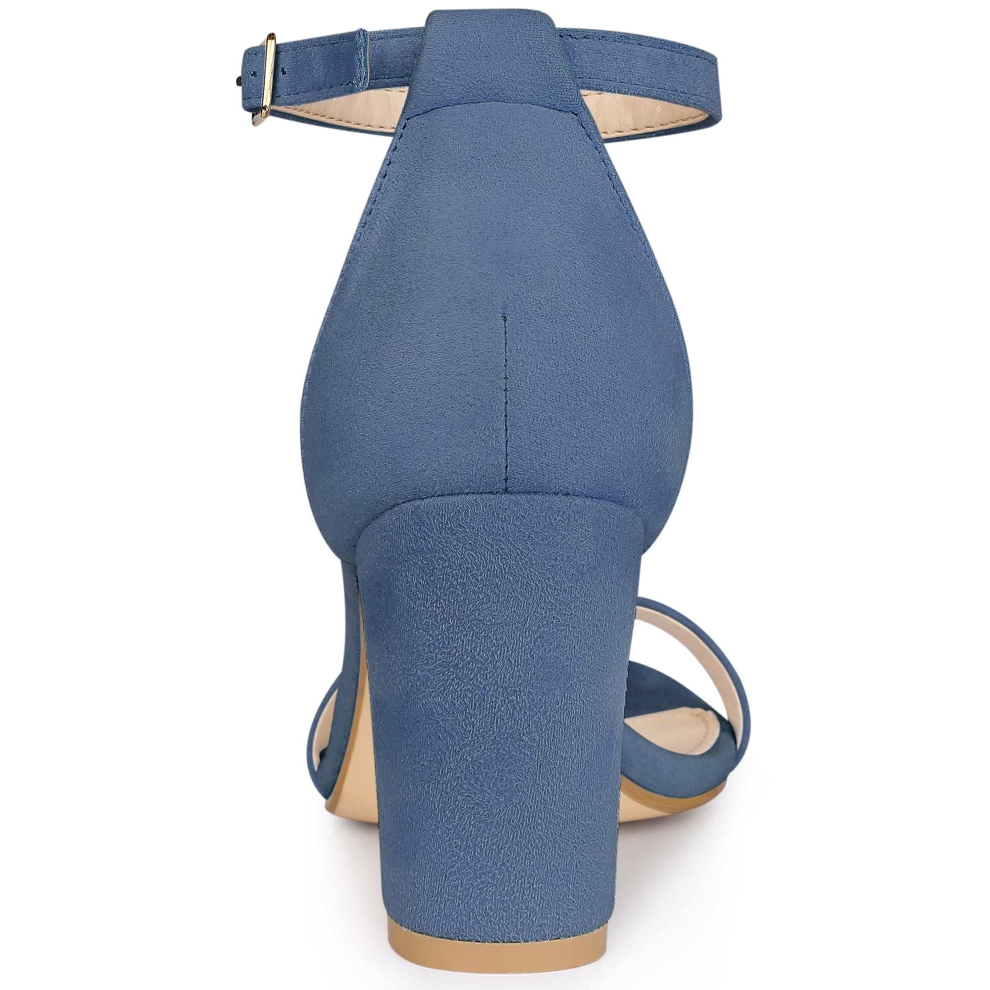 DARING DIVA Women's Buckle Ankle Strap High Chunky Heel Sandals Haze Blue 10