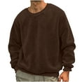 thumbnail image 2 of Mens Fleece Pullovers Long Sleeve Sweatshirts Crew Neck Plush Sweater Plain Casual Classic Sweatshirts Thermal Winter Soft Warm Pullover Solid Color Tops, 2 of 5