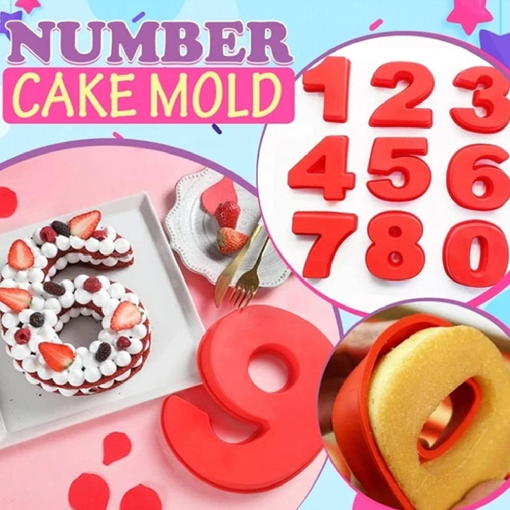 PARTYON Large 3D Numbers Cake Molds Silicone Baking Pans for Birthday and  Anniversary, Liquid Silicone Baking Molds Numbers for Cakes BPA Free,  Number