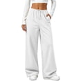 thumbnail image 2 of Besolor Sweatpants Women Elastic Waisted Drawstring Wide Leg Fall Casual Loose Workout Pant with Pockets(X-Large,White), 2 of 7