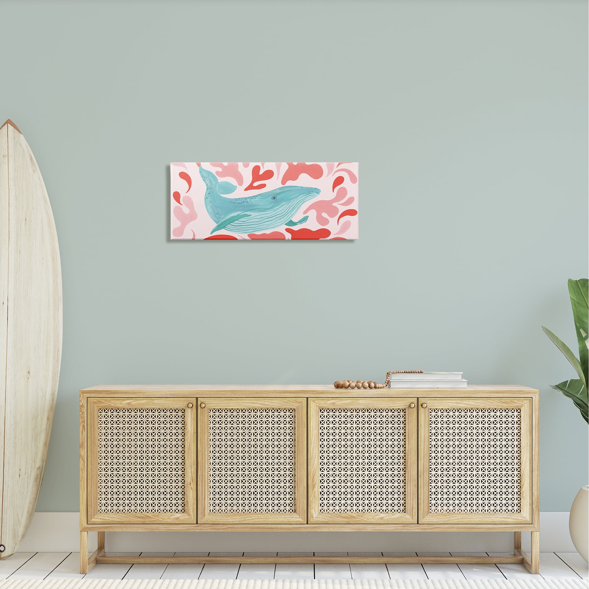 Stupell Industries Nautical Whale Pink Abstract Shapes Pattern Graphic Art Gallery Wrapped Canvas Print Wall Art, Design by Aralma