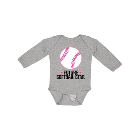 

Inktastic Future Softball Star Sports Gift Baby Girl Long Sleeve Bodysuit