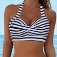 thumbnail image 3 of TOWED22 Women Bikini Top Halter Solid Color Bathing Suit Top Push Up Swim Top Padded Swimsuit Top Only(Grey,L), 3 of 4