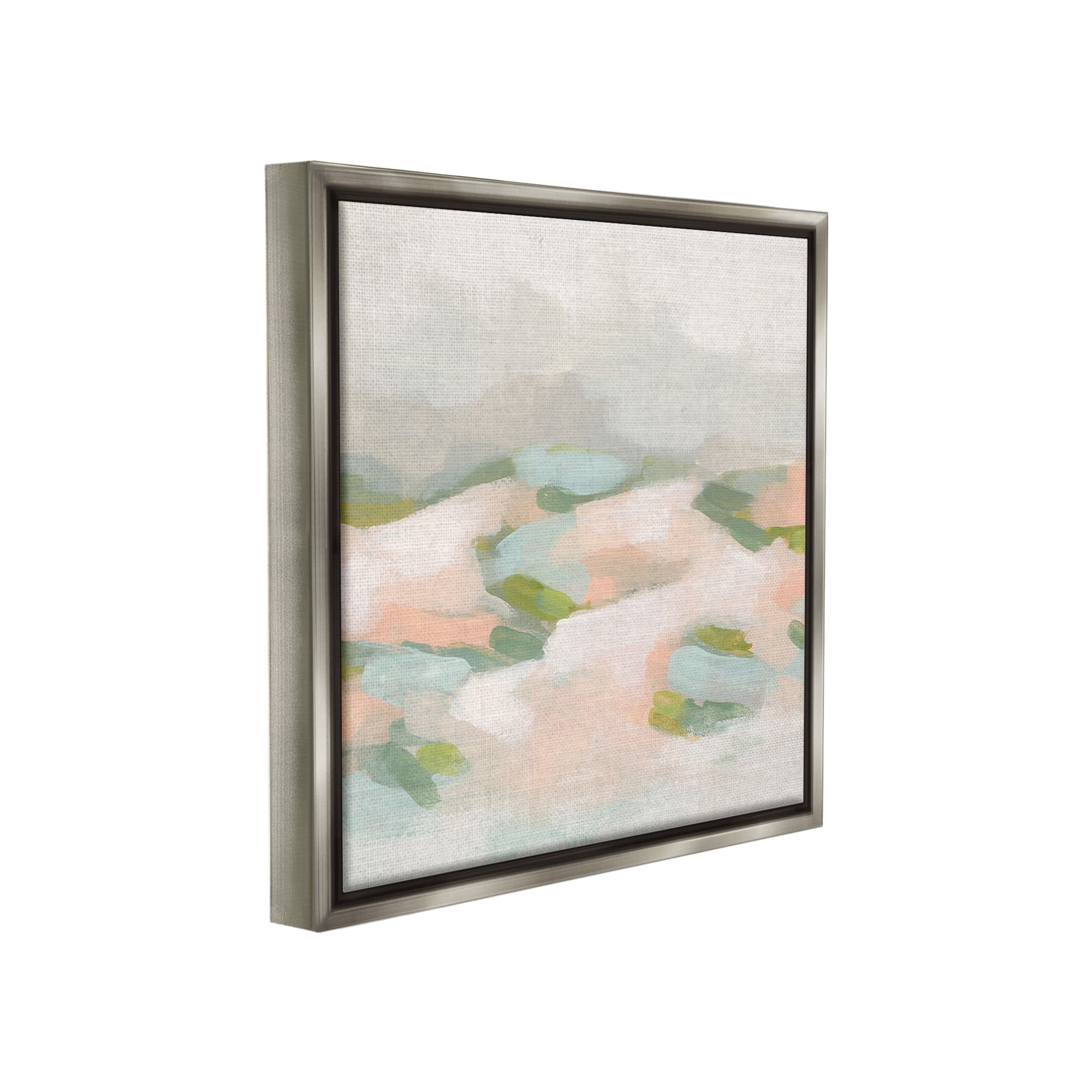 Stupell Industries Abstract Pastel Mountains Abstract Painting Gray Floater Framed Canvas Art Print Wall Art, 18 x 18