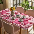 thumbnail image 3 of Valentine's Day Table Cloths for 3 Foot Rectangle Tables, Pink Romantic Love Checkered Buffalo Patio Waterproof Elastic Fitted Tablecloths, Washable Rectangular Table Cover for Camping, 3 of 8
