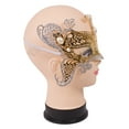 thumbnail image 3 of Loftus Glitter Butterfly Metal Laser Cut Half Mask w Jewel Decor, Gold, 3 of 3