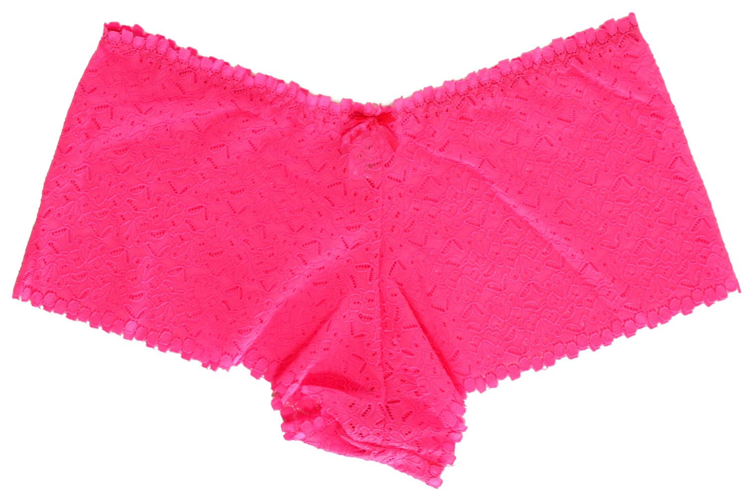 Full Figure Floral Lace Boyshort Panties For Ladies, Hot Pink, S