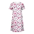 thumbnail image 4 of QJUHUNG Midi pour Femmes Été Décontracté en Vrac Boho Floral Imprimé Col Rond Manches Courtes Genou Longueur Robe Froncée avec Poches, 4 of 4
