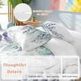 thumbnail image 2 of 3 Piece Teal Purple Botanical Duvet Cover Set Queen Size,Microfiber Comforter/Quilt Cover with Corner Ties and 2 Pillowcases,Eucalyptus Leaves Watercolor Spring All Season Bedding with Zipper Closure, 2 of 8