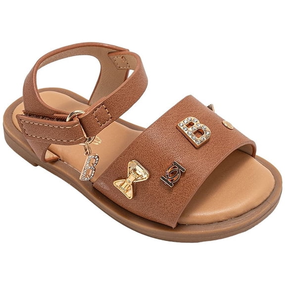 bebe Toddler Girl's’ Fashion Sandals – Dressy Shoes with Decorative Metal Charm