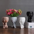 thumbnail image 2 of Hadanceo Flowerpot,Flowerpot Decoration Beautiful Art Design Fine Workmanship Hold Cheeks Holding Knees Decorative Resin Indoor Outdoor Plant Face Planter Household Supplies, 2 of 8