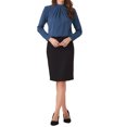 thumbnail image 2 of INSPIRE CHIC Fall Winter Stand Collar Chiffon Blouse for Women's Long Sleeve Business Casual Work Shirt M Navy Blue, 2 of 5