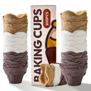 Katbite 200 Pcs Lotus Tulip Cupcake Liners, Non-Stick, Heat-Resistant, Multicolor Parchment Baking Cups