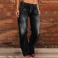 thumbnail image 2 of Idoravan womens jeans straight leg Women's Casual Loose Wide Leg Jeans Comfy High Waisted Sports Pants With Pockets Jeans, 2 of 8