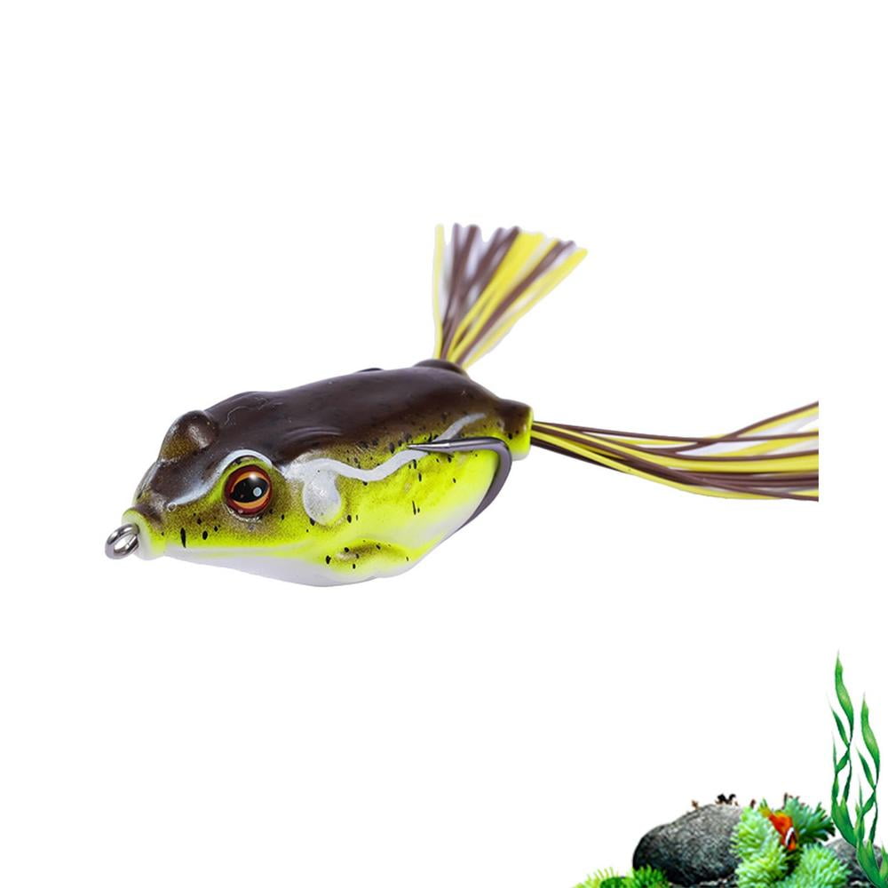 I Yliquor Topwater Frog Lures Fishing Soft Bait Kit Jumping Lure Soft Plastic Double Strong Hook Simulation Frog Snake Head Lure 