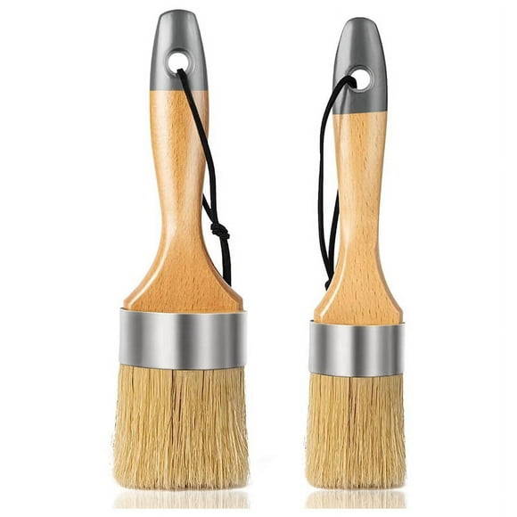 Wax and Chalk Paint Brush (Set of 2), Wax Brushes and Chalk Paint for Furniture DIY Art Crafts, Natural Bristle